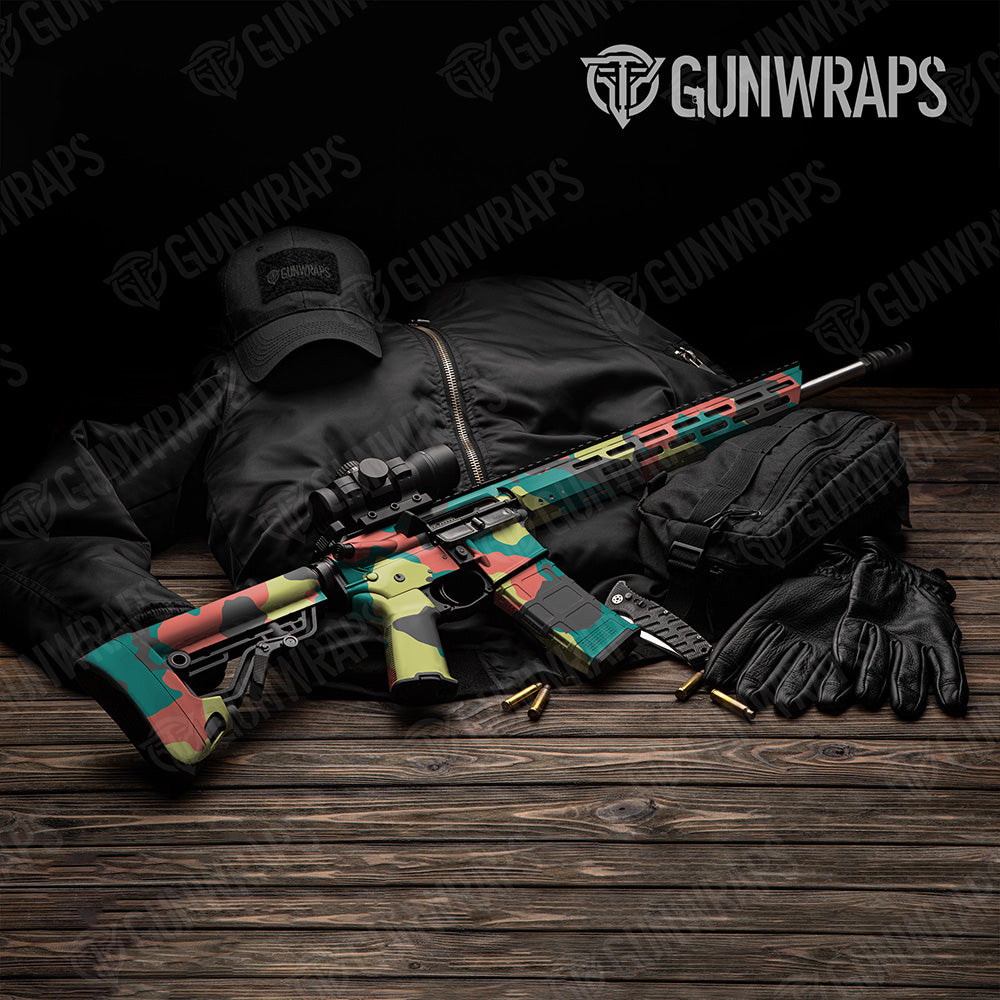 AR 15 Cumulus XL Fiesta Camo Gun Skin Vinyl Wrap