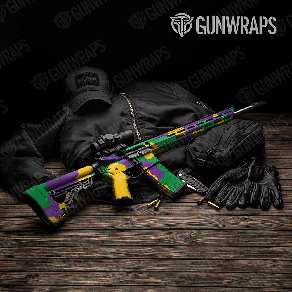 AR 15 Cumulus XL Mardi Gras Camo Gun Skin Vinyl Wrap