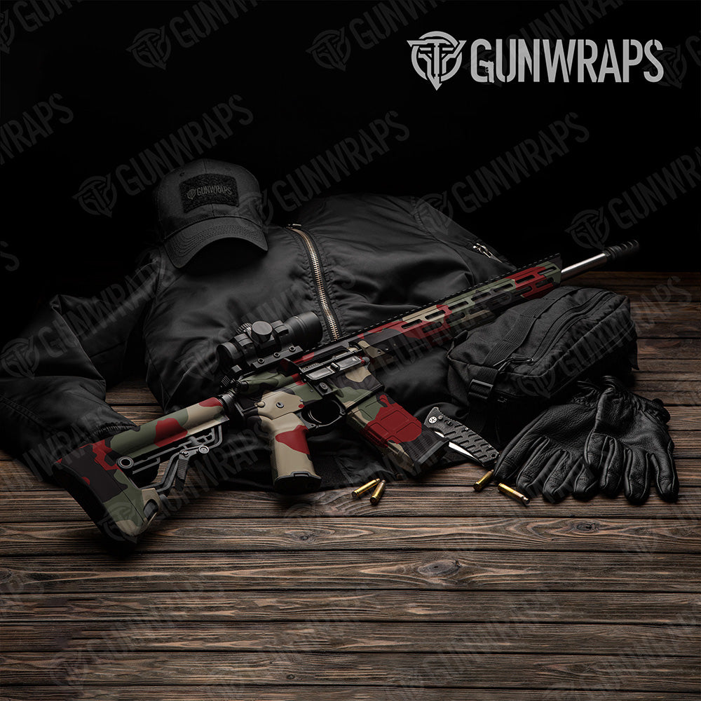 AR 15 Cumulus XL Militant Red Camo Gun Skin Vinyl Wrap