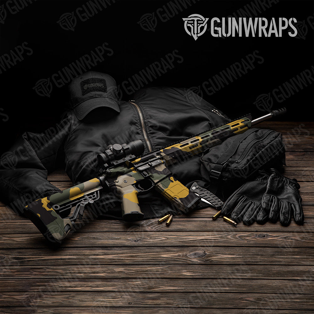 AR 15 Cumulus XL Militant Yellow Camo Gun Skin Vinyl Wrap