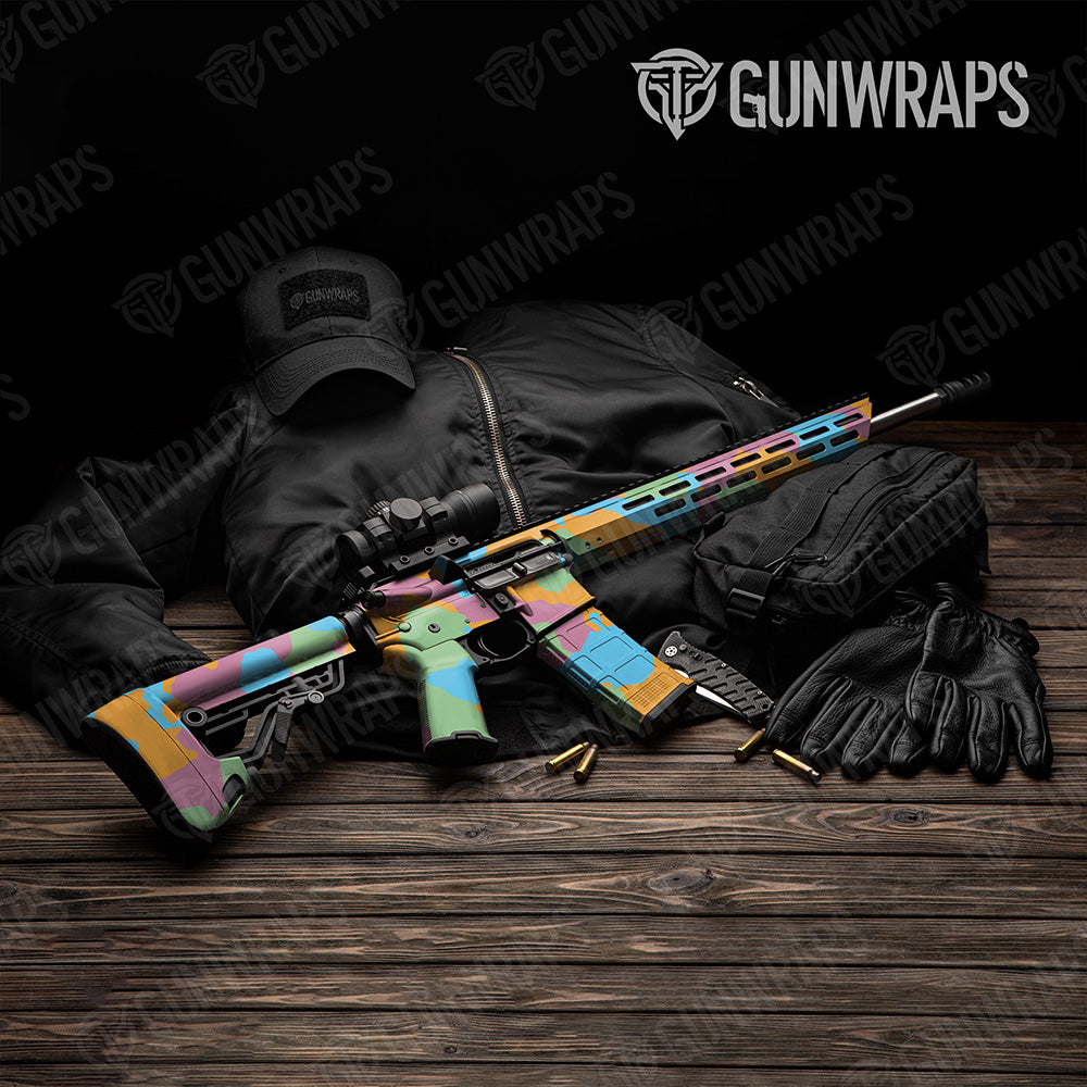 AR 15 Cumulus XL Sherbert Camo Gun Skin Vinyl Wrap