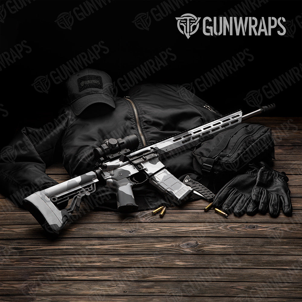 AR 15 Cumulus XL Snow Camo Gun Skin Vinyl Wrap