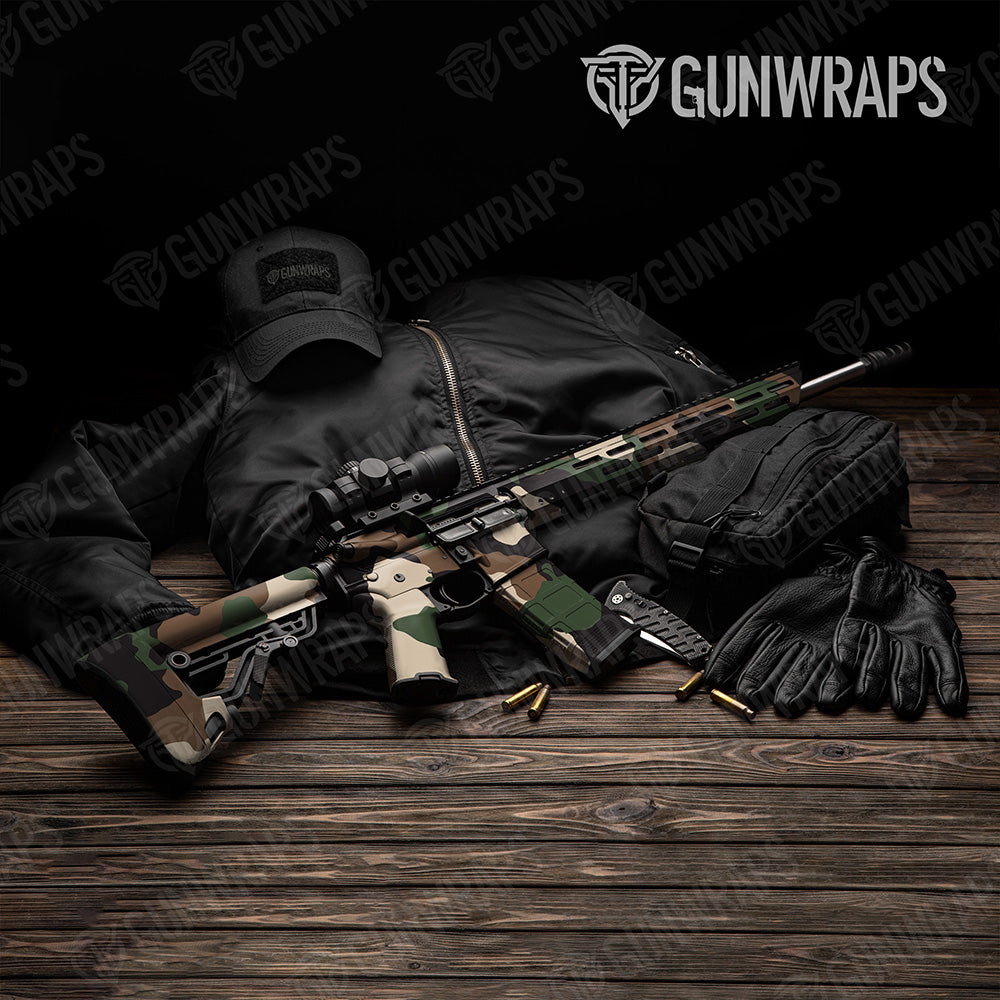 AR 15 Cumulus XL Woodland Camo Gun Skin Vinyl Wrap