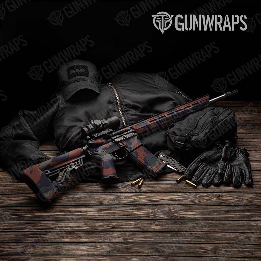 AR 15 Ragged XL Blue Copper Camo Gun Skin Vinyl Wrap