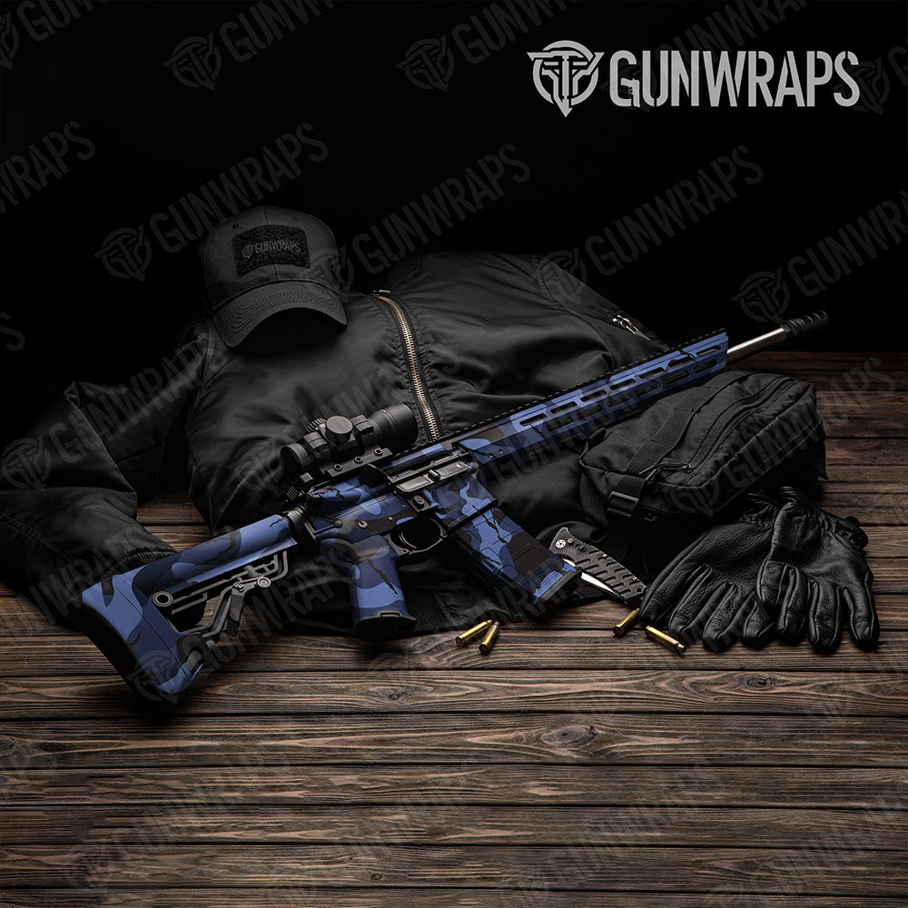 AR 15 Ragged XL Blue Midnight Camo Gun Skin Vinyl Wrap