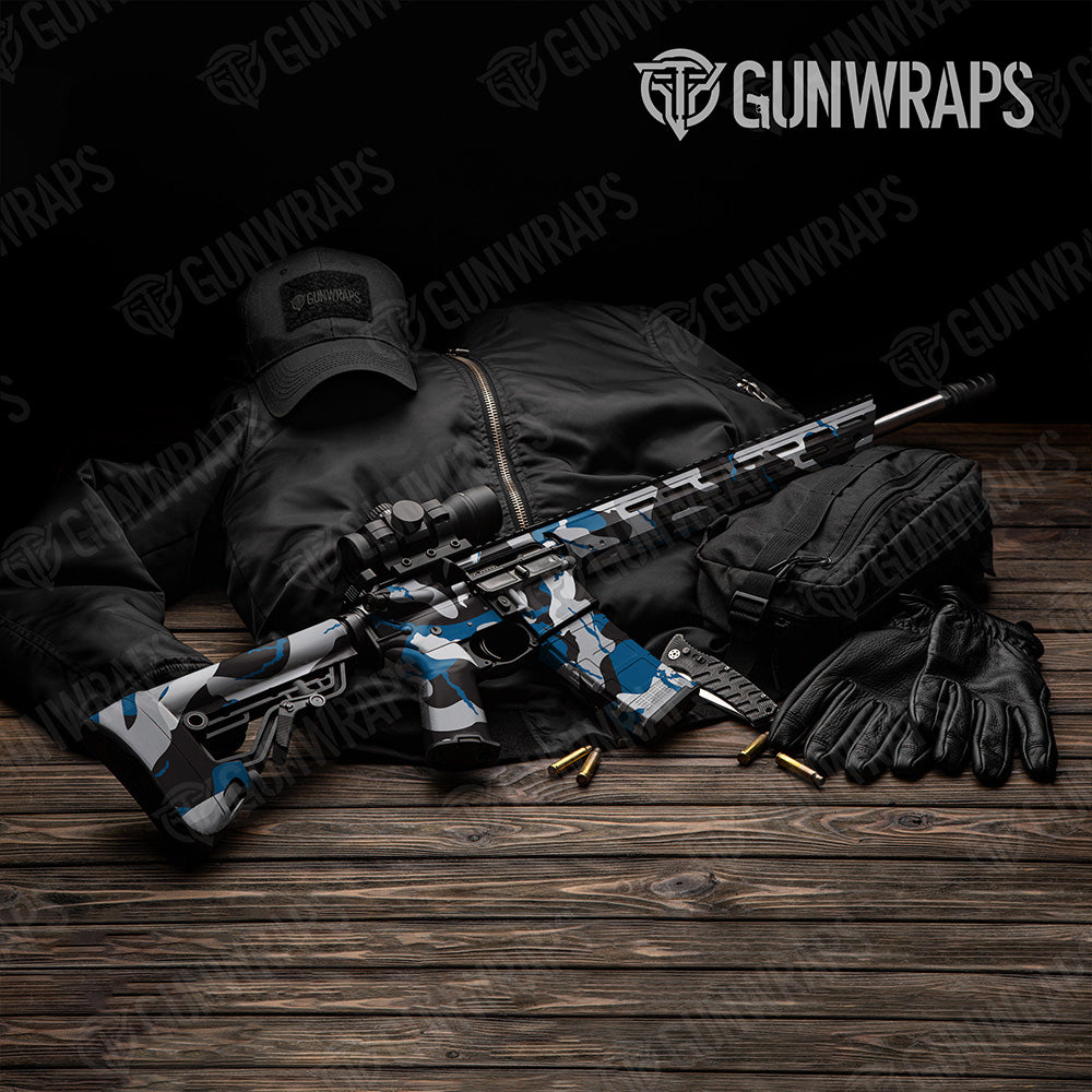 AR 15 Ragged XL Blue Tiger Camo Gun Skin Vinyl Wrap