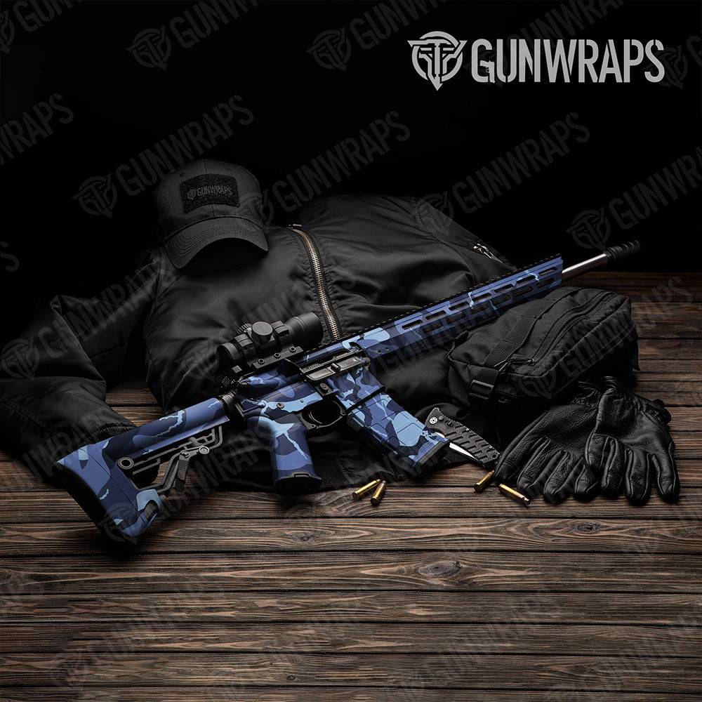 AR 15 Ragged XL Blue Urban Night Camo Gun Skin Vinyl Wrap