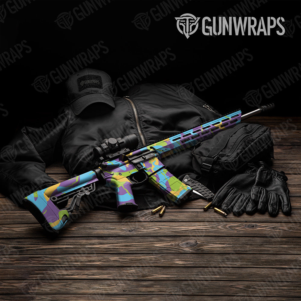 AR 15 Ragged XL Carnival Camo Gun Skin Vinyl Wrap