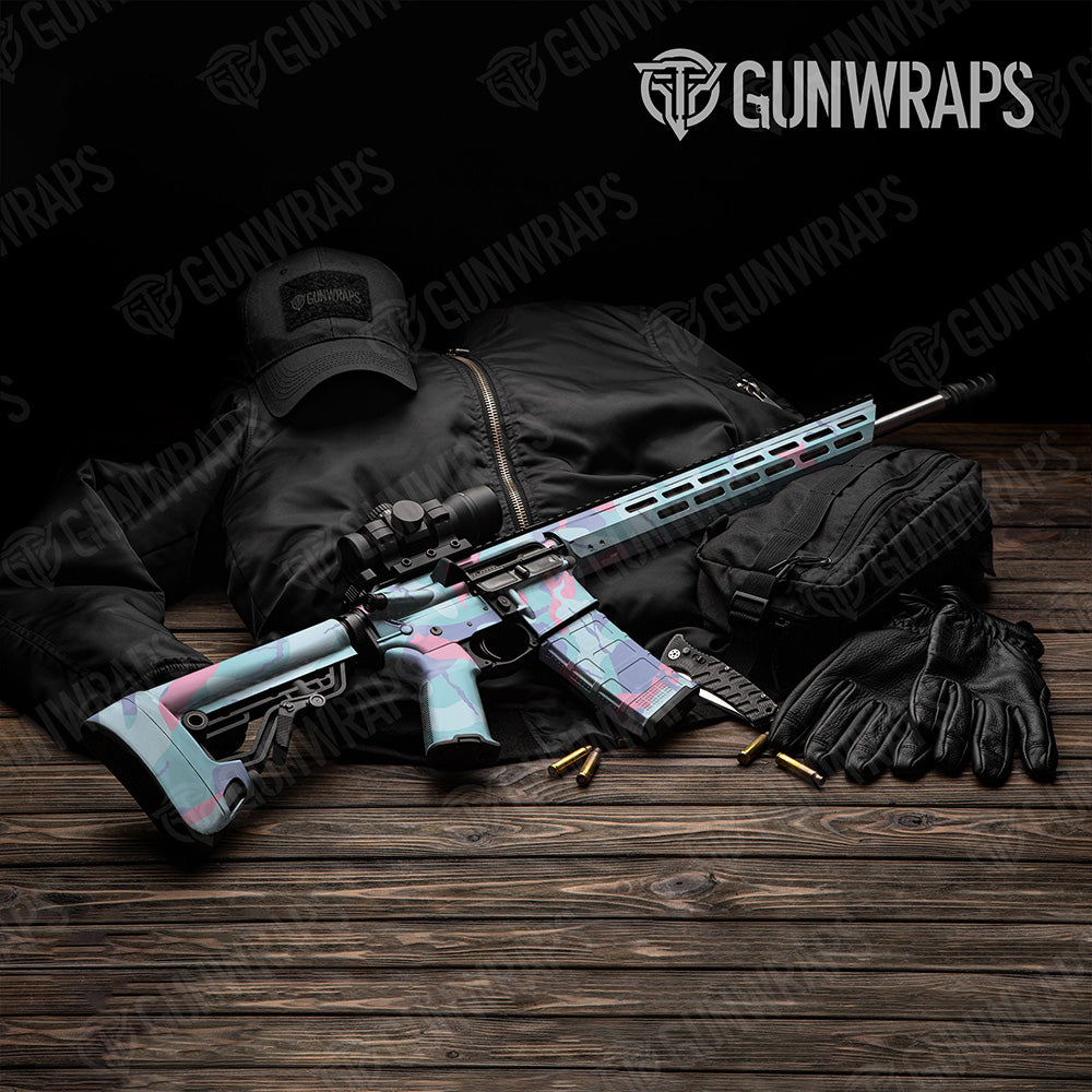 AR 15 Ragged XL Cotton Candy Camo Gun Skin Vinyl Wrap