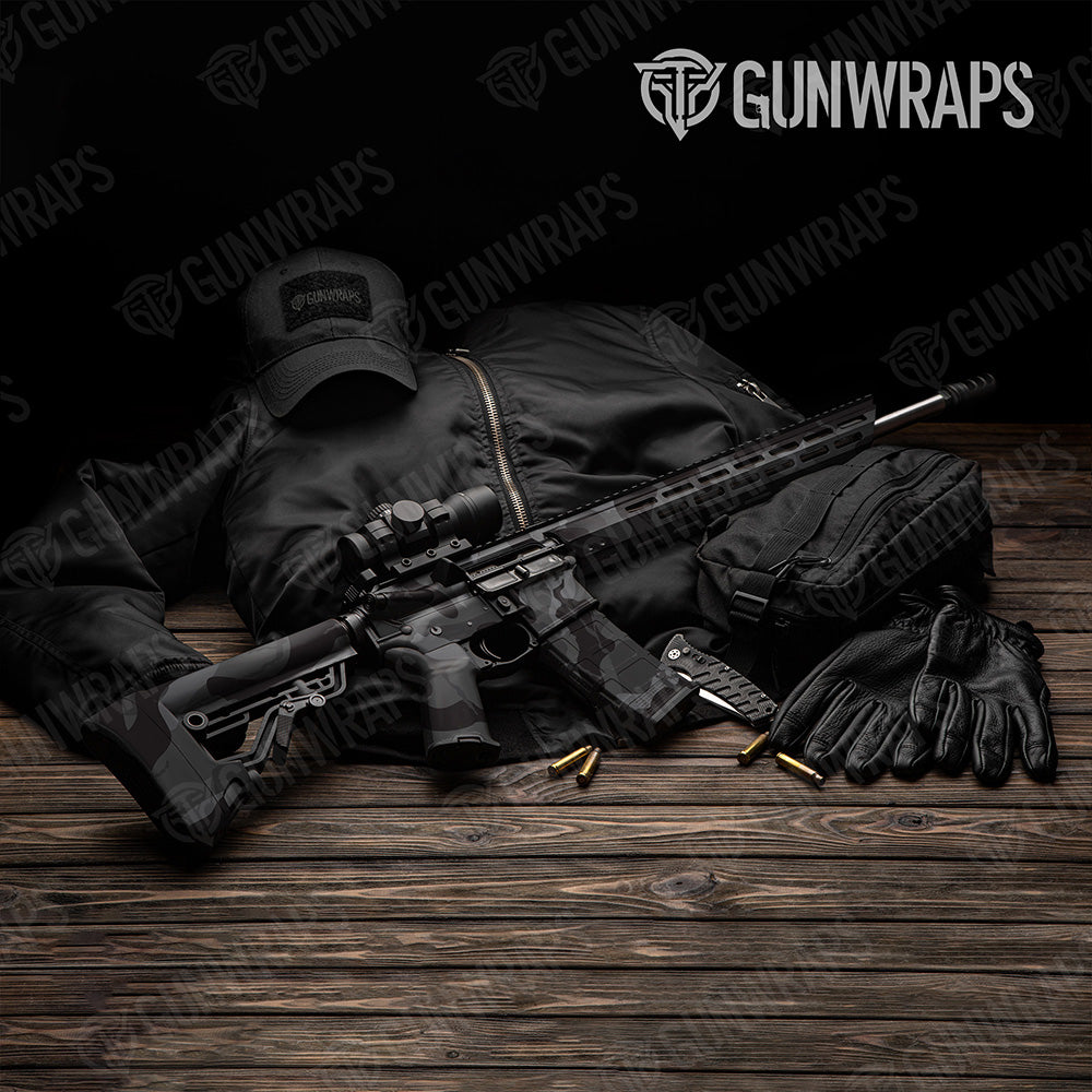 AR 15 Ragged XL Elite Black Camo Gun Skin Vinyl Wrap