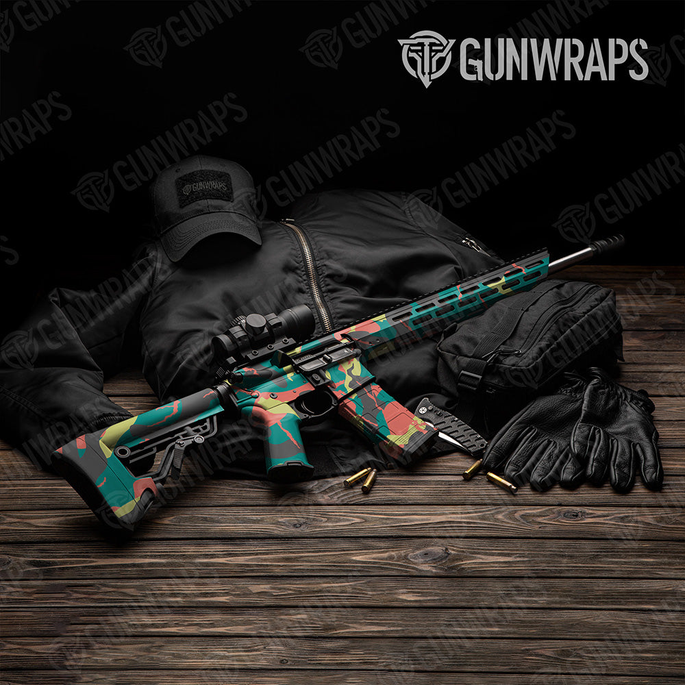 AR 15 Ragged XL Fiesta Camo Gun Skin Vinyl Wrap