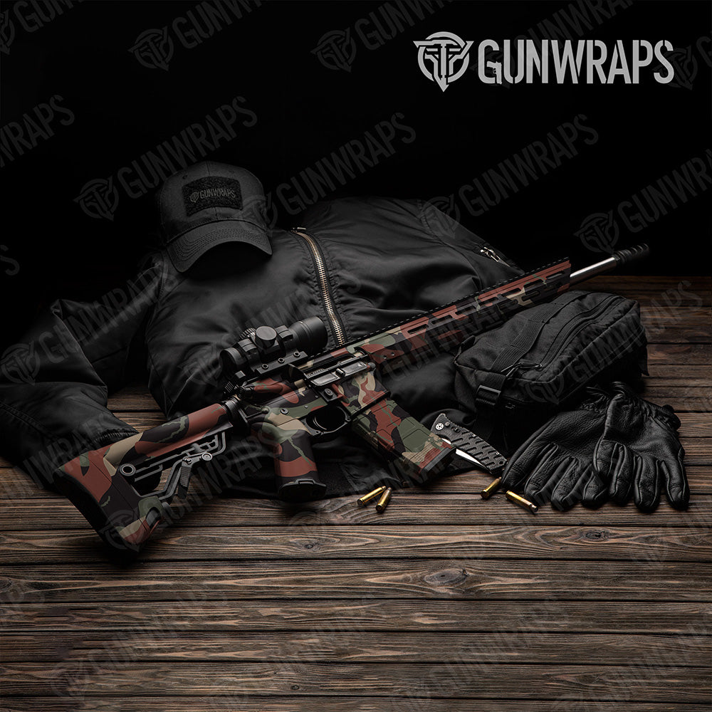 AR 15 Ragged XL Militant Green Camo Gun Skin Vinyl Wrap