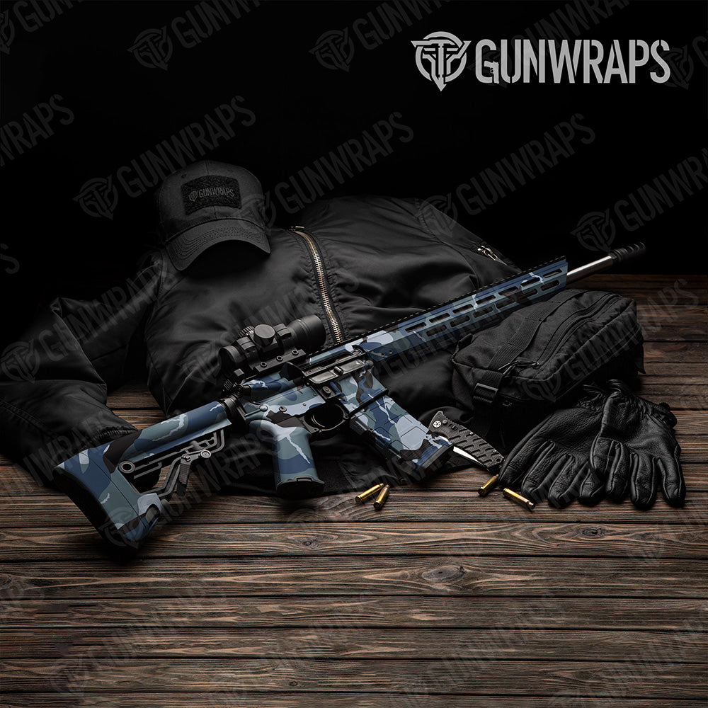 AR 15 Ragged XL Navy Camo Gun Skin Vinyl Wrap