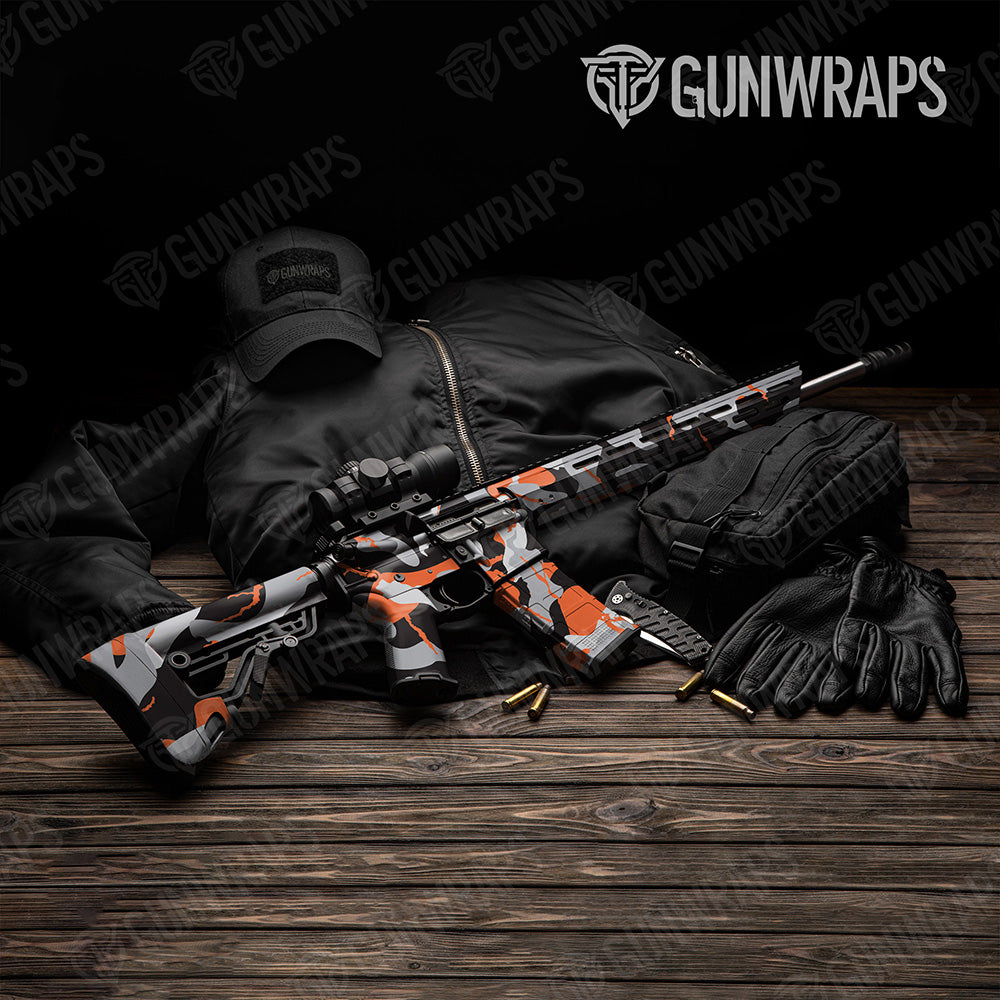 AR 15 Ragged XL Orange Tiger Camo Gun Skin Vinyl Wrap