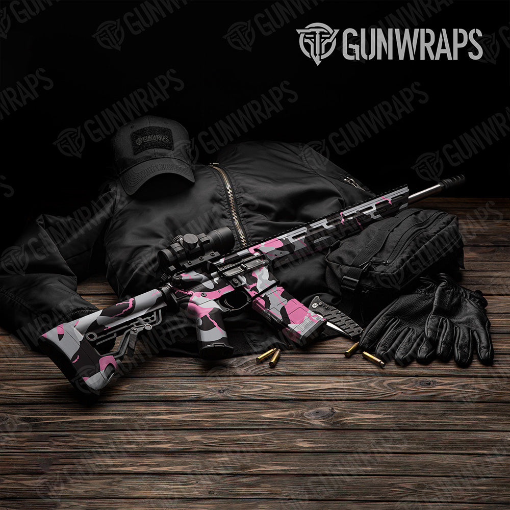 AR 15 Ragged XL Pink Camo Gun Skin Vinyl Wrap