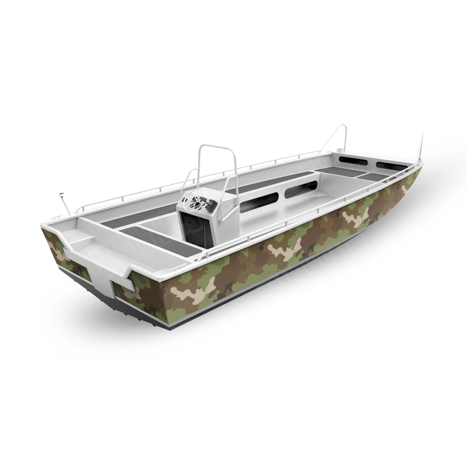 Large Nemesis Woodlands Wolf Boat Camo Vinyl Wrap