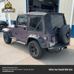 purple digital camo jeep wrap