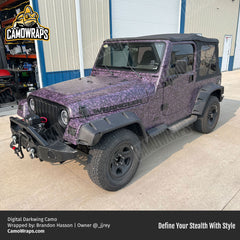 purple digital camo jeep wrap