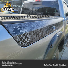 black digital camo truck wrap