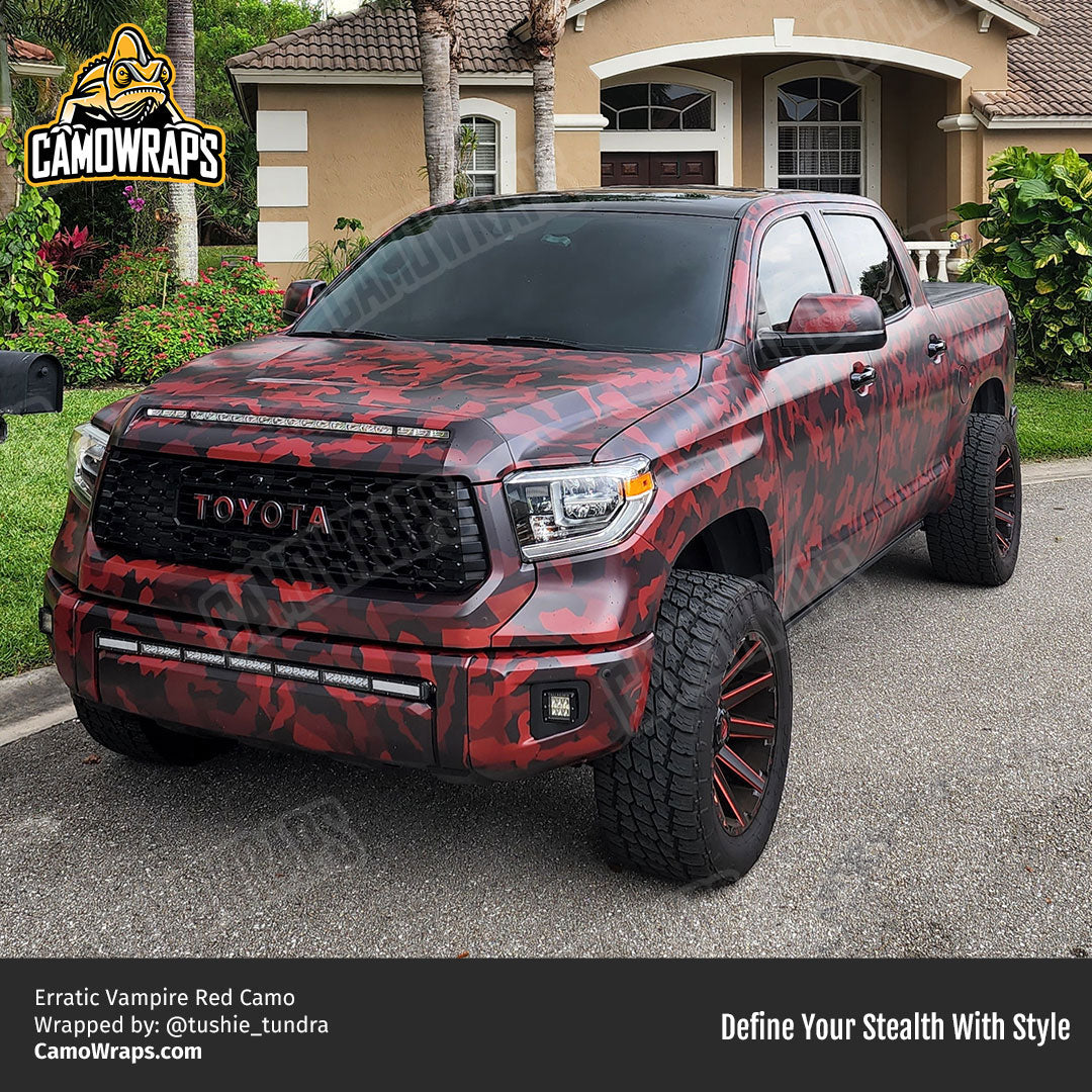 red camo toyota truck wrap