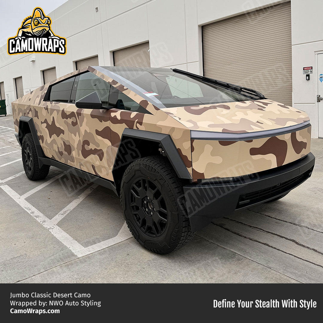 desert camo cybertruck wrap