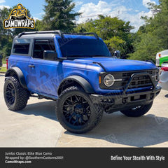 blue camo ford bronco wrap