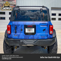 blue camo ford bronco wrap