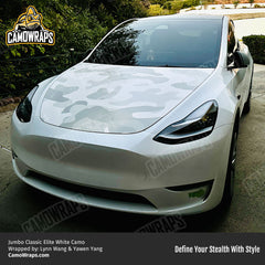 white camo tesla wrap