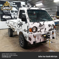 white camo suzuki truck wrap