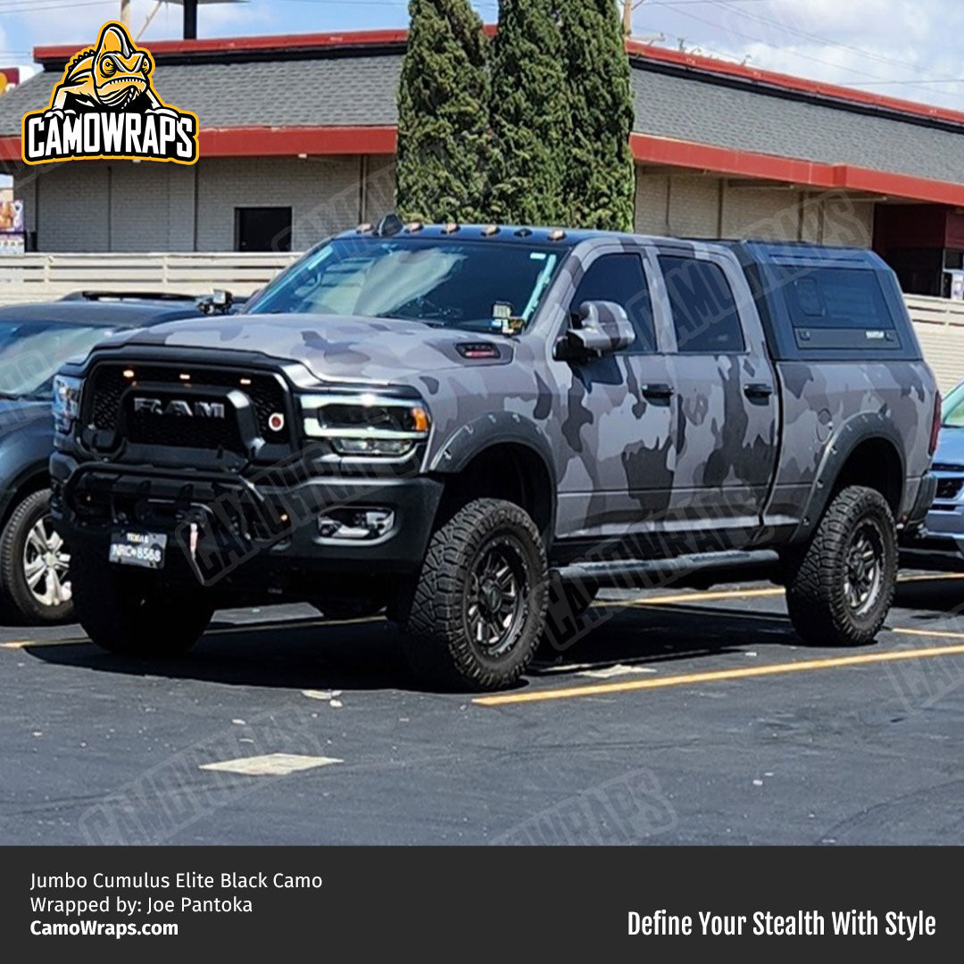 black camo ram truck wrap