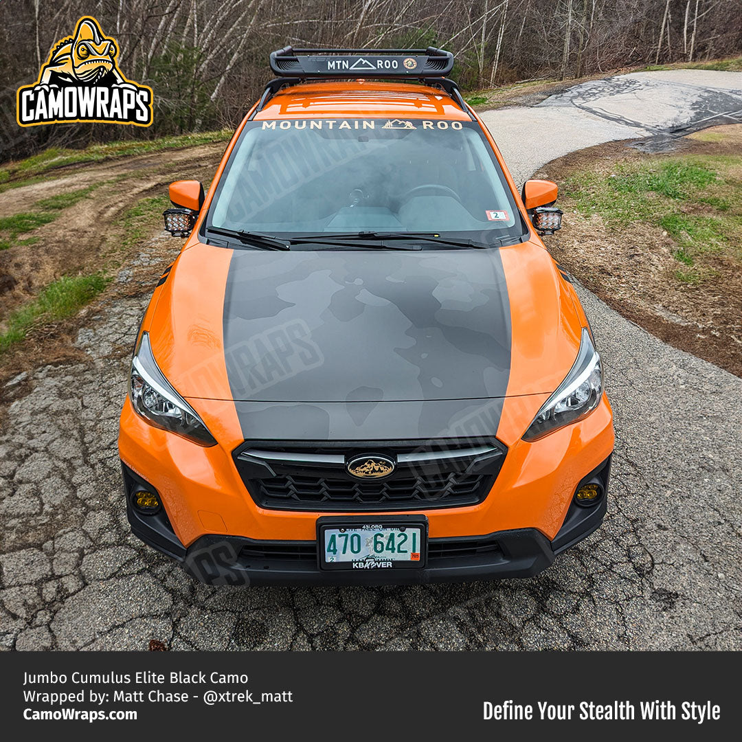 black camo subaru hood wrap