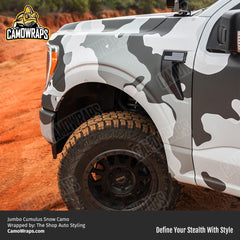 white camo ford truck wrap