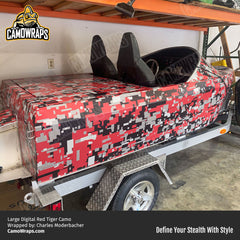 red digital camo boat wrap