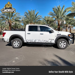 white digital camo truck wrap