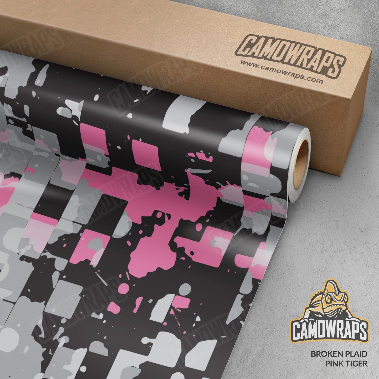 Broken Plaid Pink Tiger Camo Vinyl Wrap