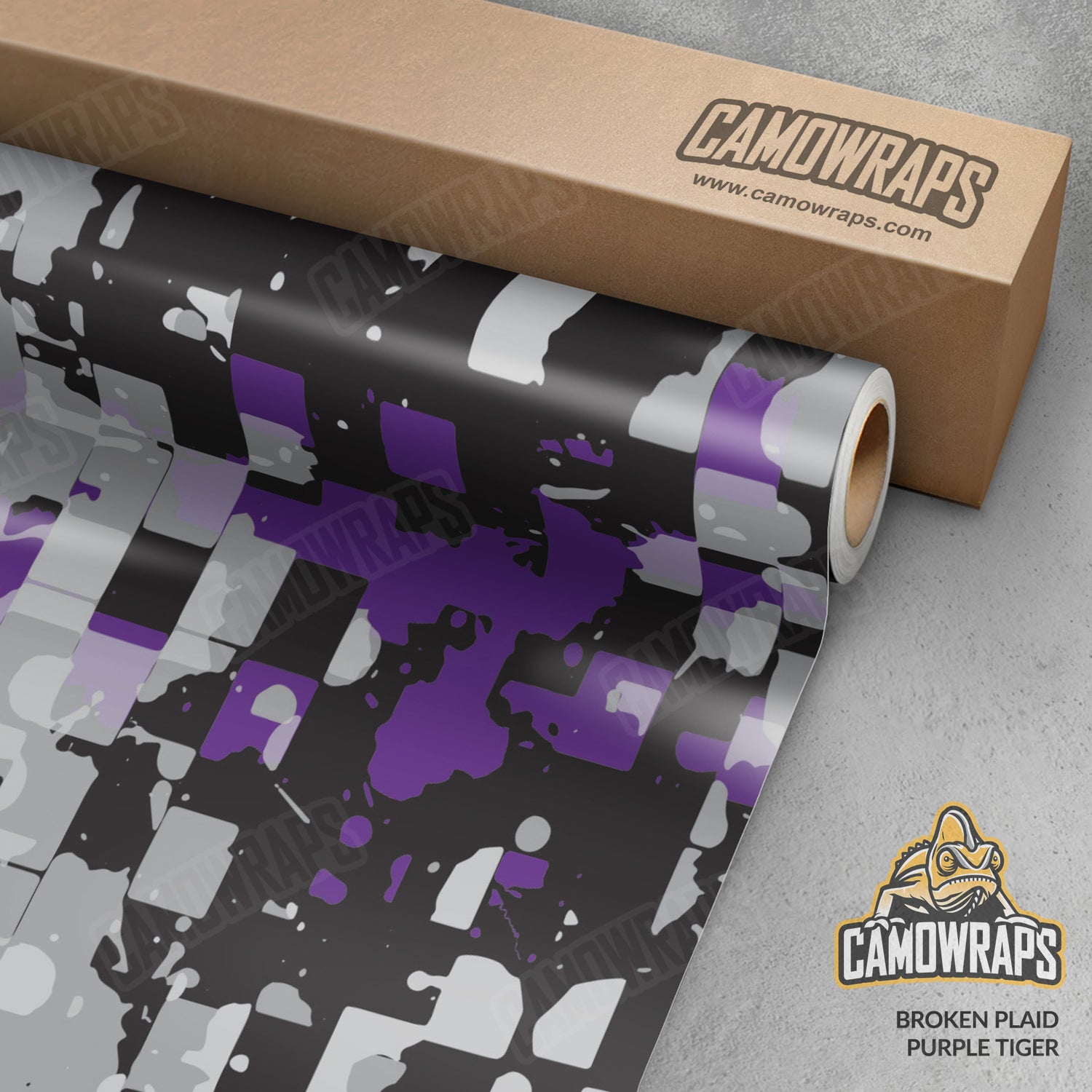 Broken Plaid Purple Tiger Camo Vinyl Wrap