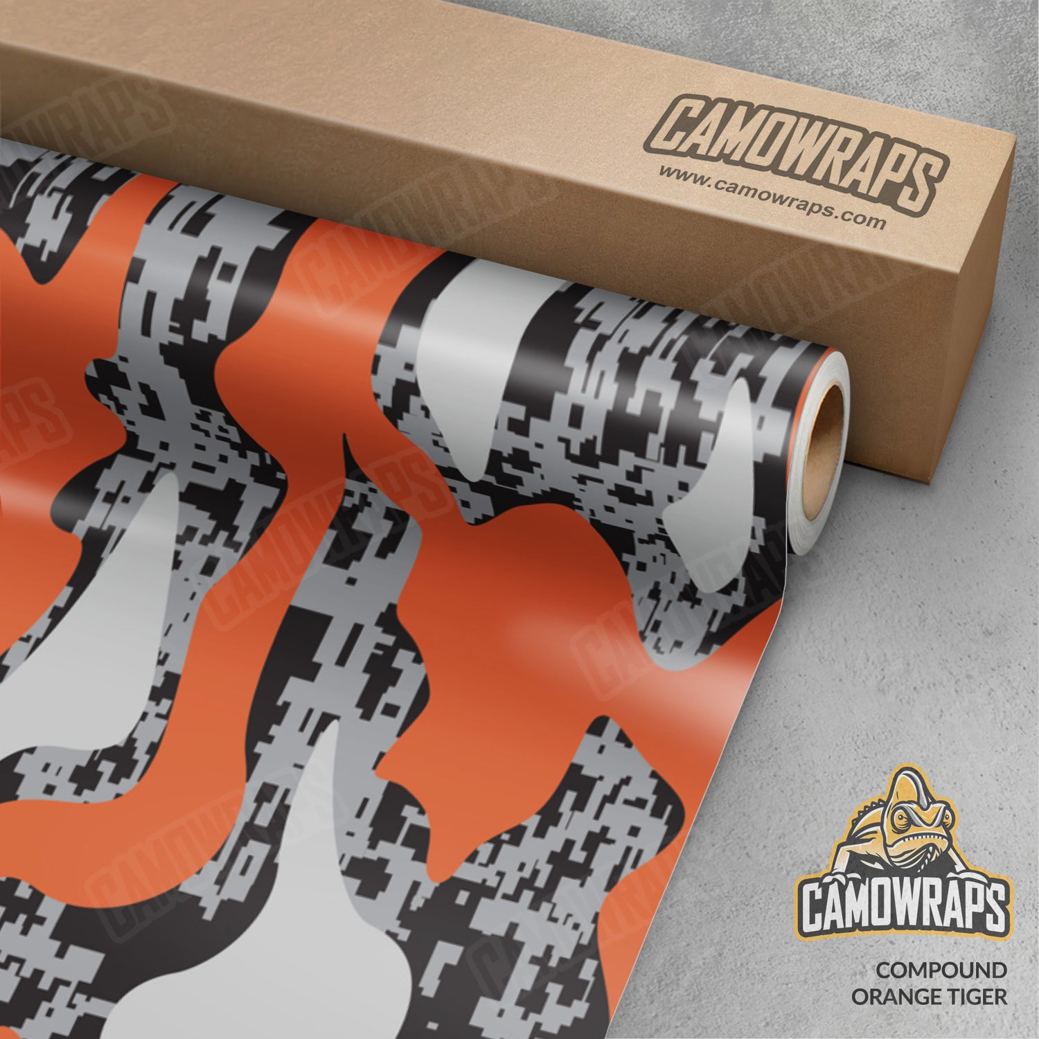 Compound Orange Tiger Camo Vinyl Wrap