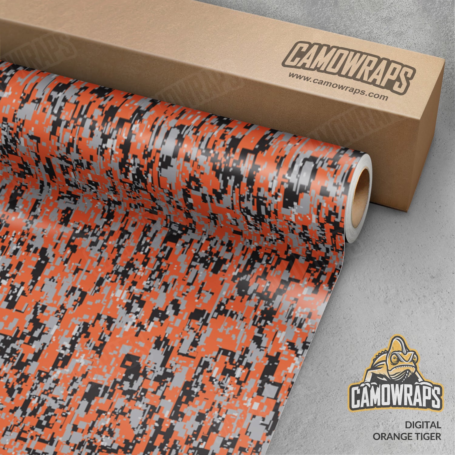 Digital Orange Tiger Camo Vinyl Wrap