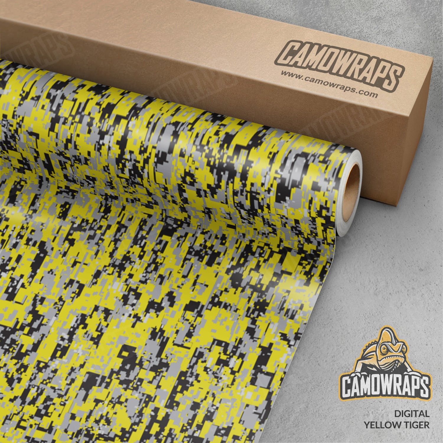 Digital Yellow Tiger Camo Vinyl Wrap