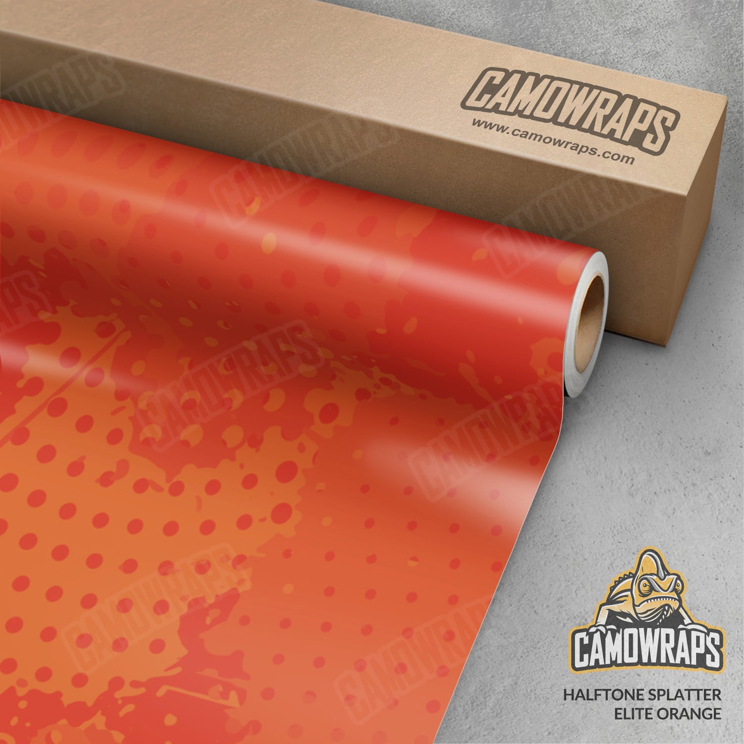 Halftone Splatter Elite Orange Camo Vinyl Wrap