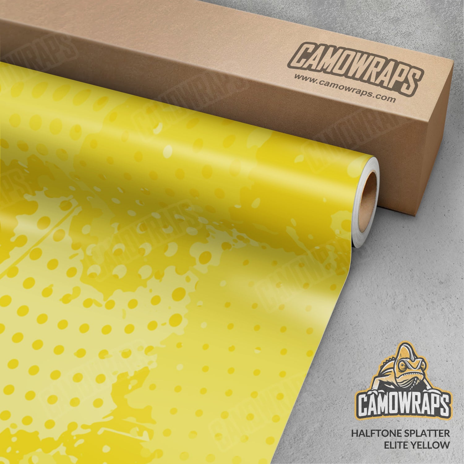 Halftone Splatter Elite Yellow Camo Vinyl Wrap