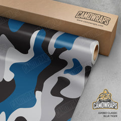 Jumbo Classic Blue Tiger Camo Vinyl Wrap