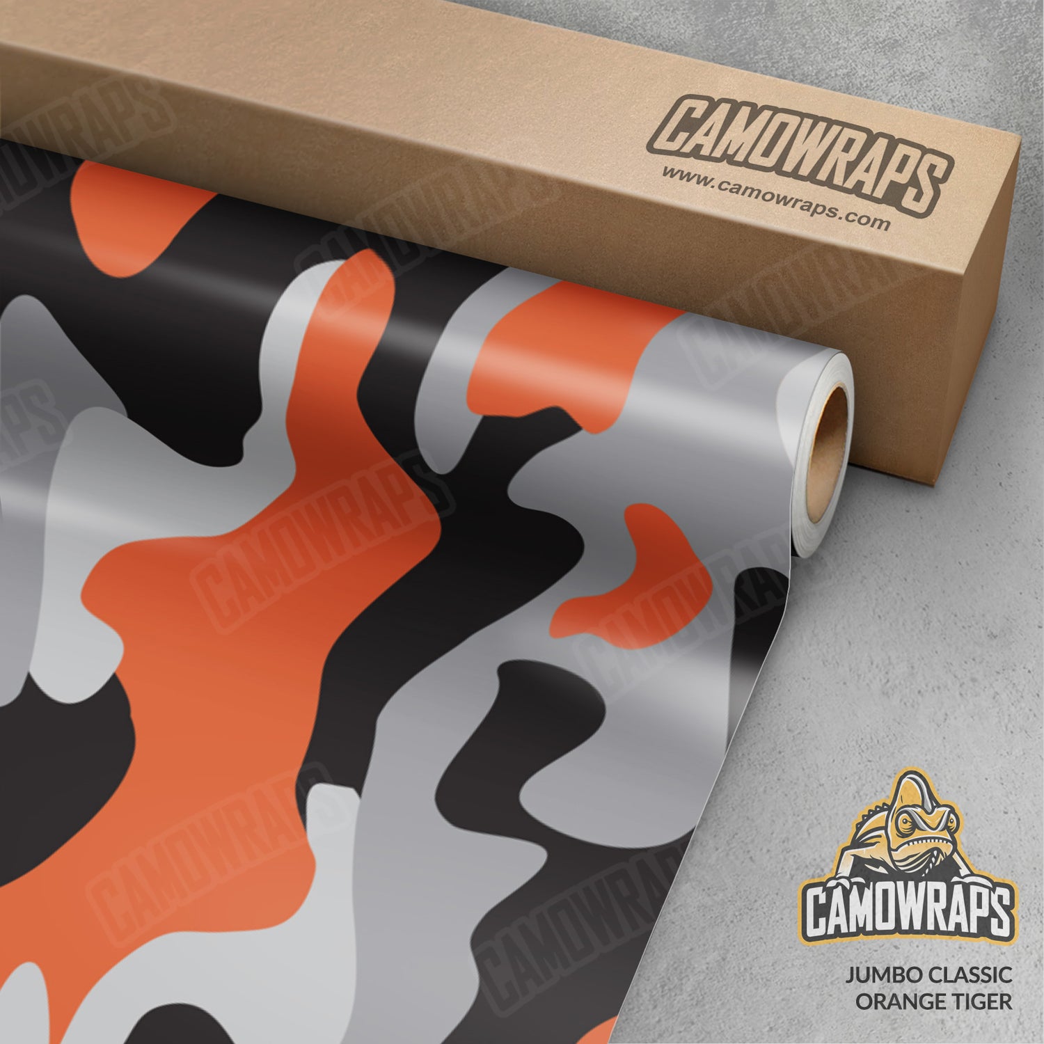 Jumbo Classic Orange Tiger Camo Vinyl Wrap