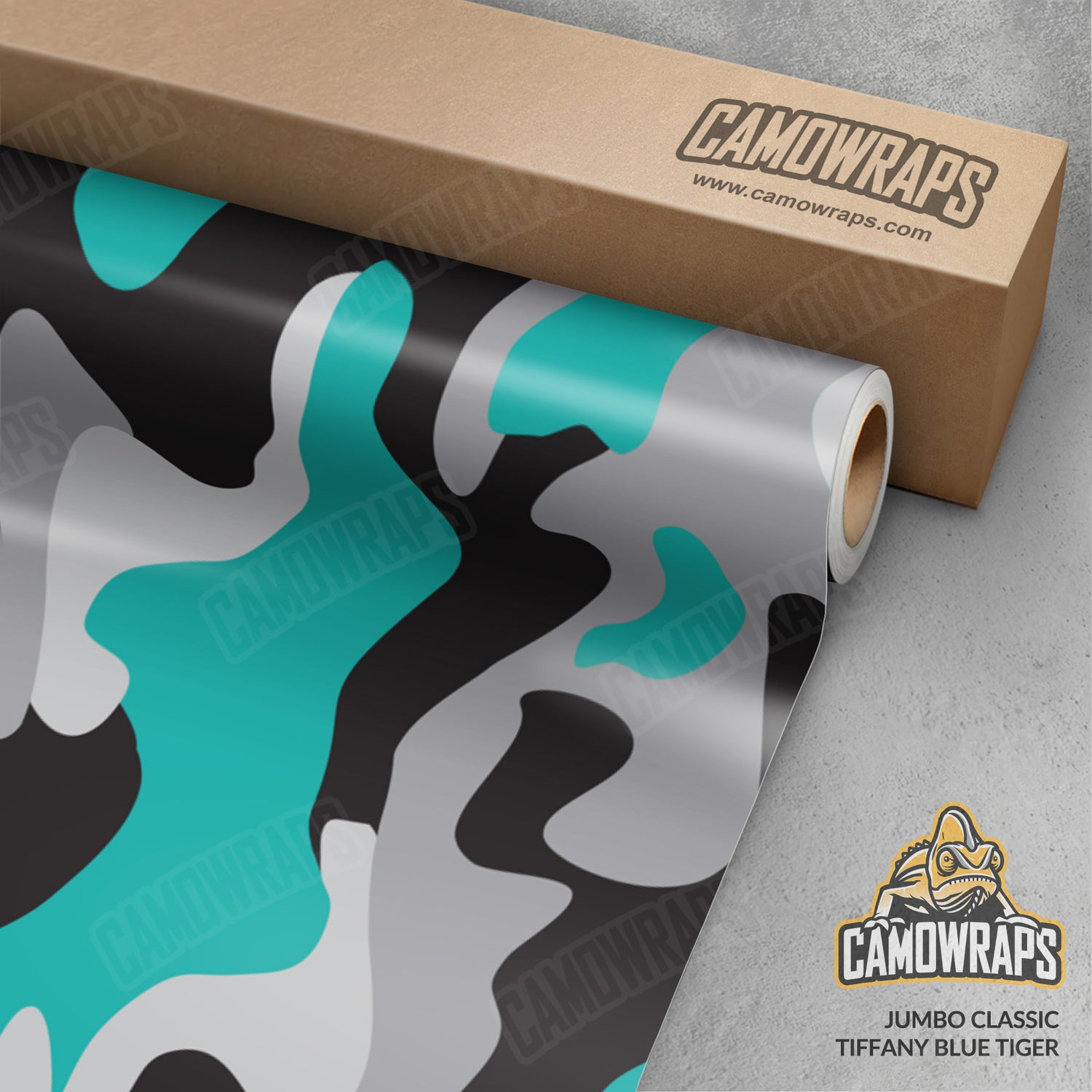 Jumbo Classic Tiffany Blue Tiger Camo Vinyl Wrap