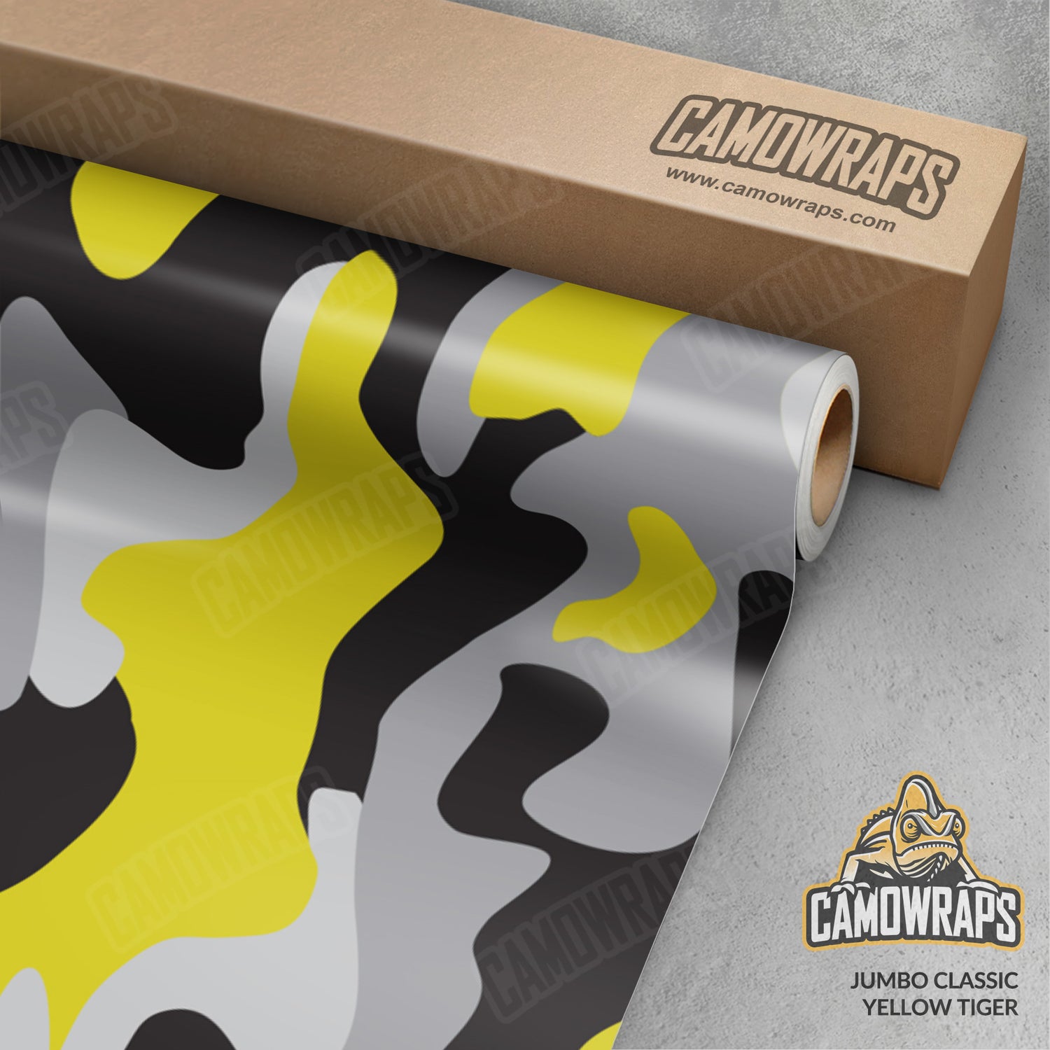 Jumbo Classic Yellow Tiger Camo Vinyl Wrap