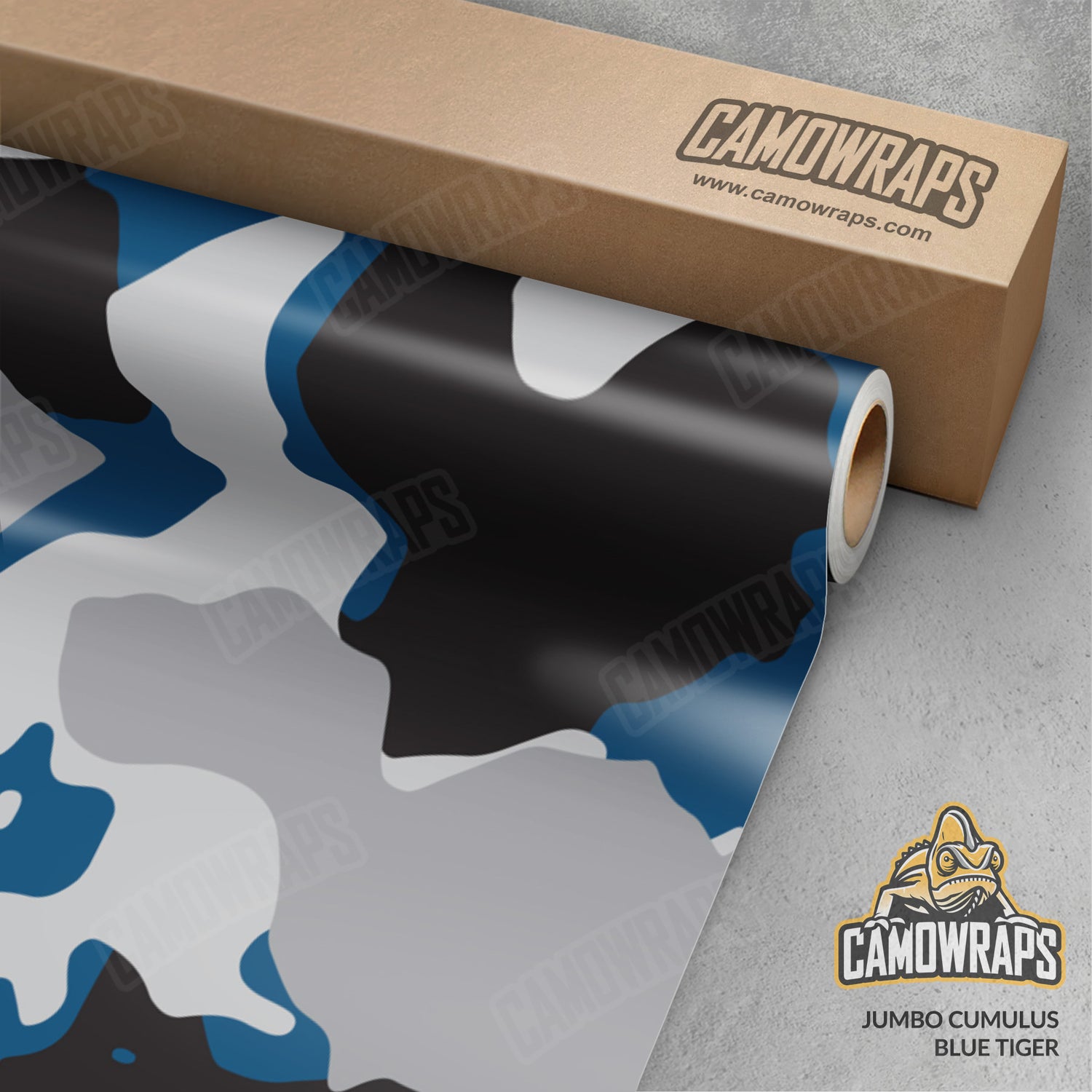 Jumbo Cumulus Blue Tiger Camo Vinyl Wrap