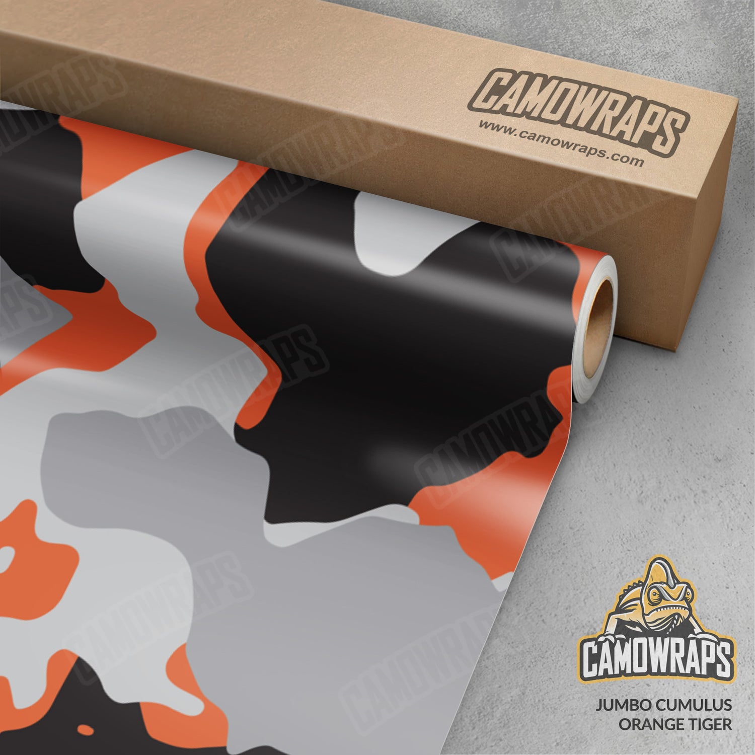 Jumbo Cumulus Orange Tiger Camo Vinyl Wrap