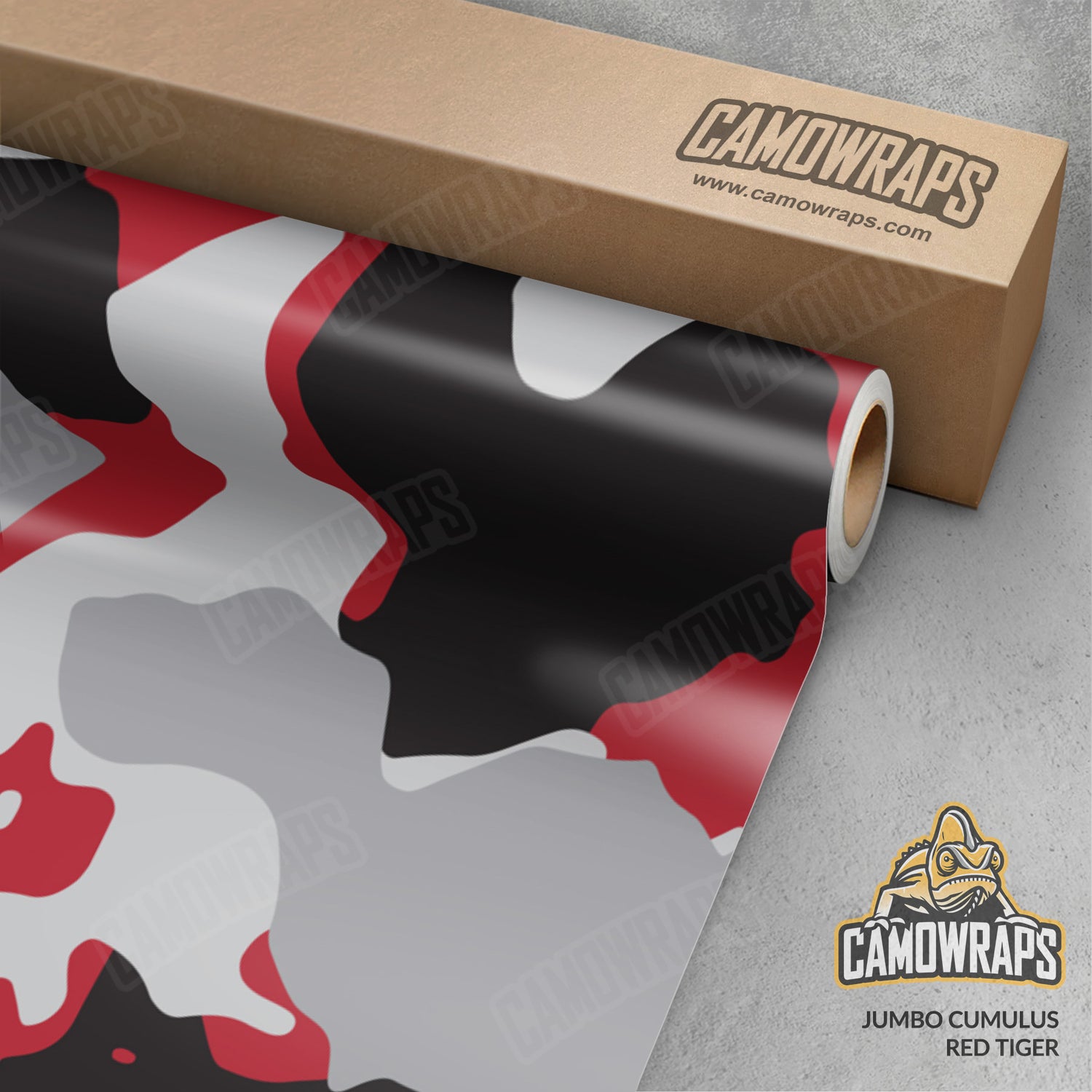 Jumbo Cumulus Red Tiger Camo Vinyl Wrap