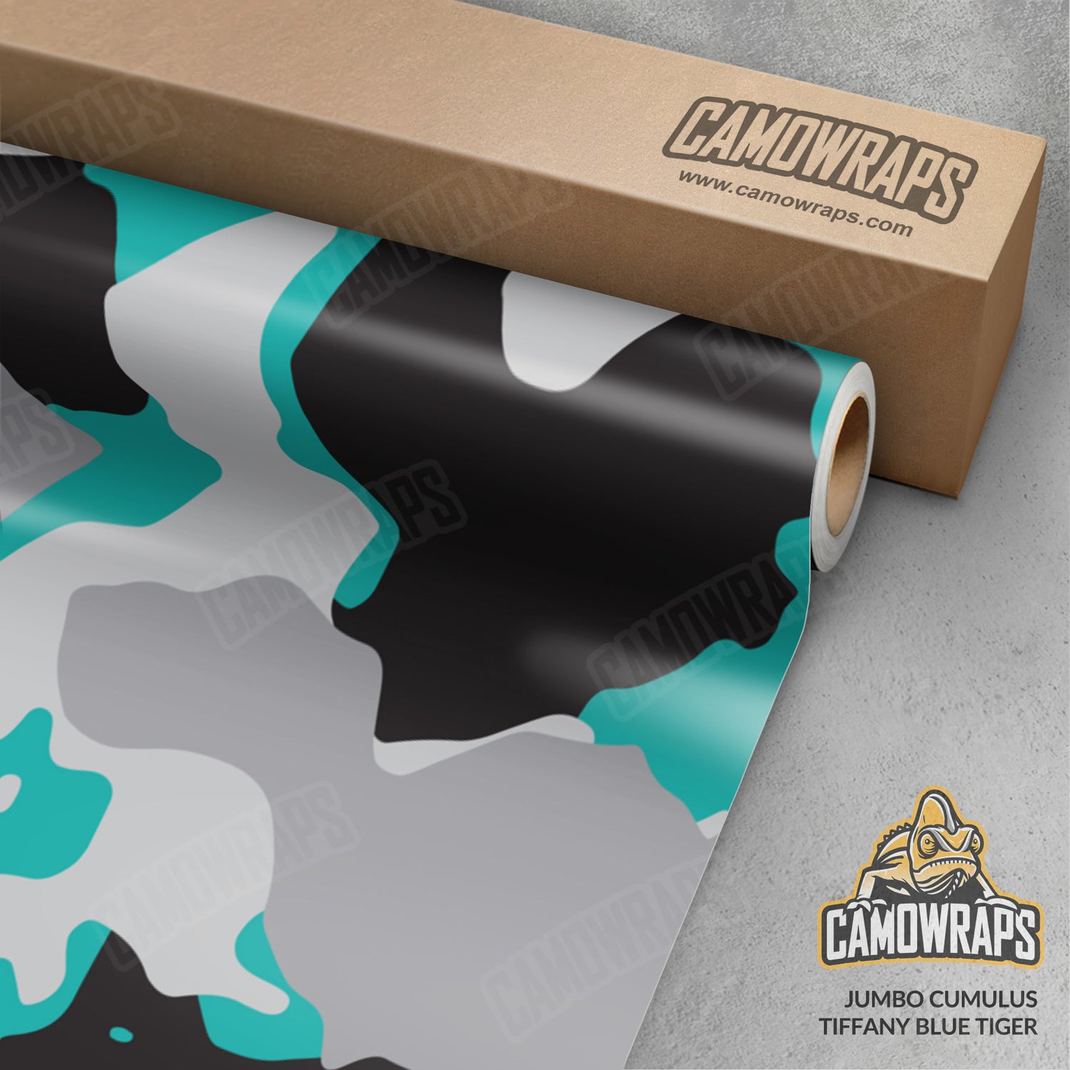 Jumbo Cumulus Tiffany Blue Tiger Camo Vinyl Wrap