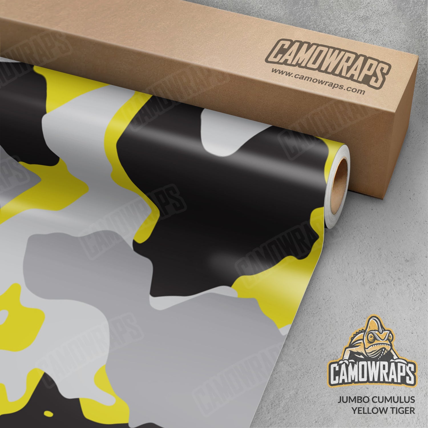 Jumbo Cumulus Yellow Tiger Camo Vinyl Wrap